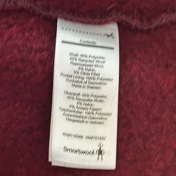 Smartwool M zip front, hooded jacket burgundy reddish great pre owned condition - Picture 6 of 6